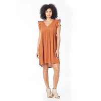 IVY Short Ruffle Sleeve V-neck Dress