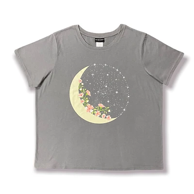 Moon T-shirt à manches courtes et ourlet droit taille plus pour femme