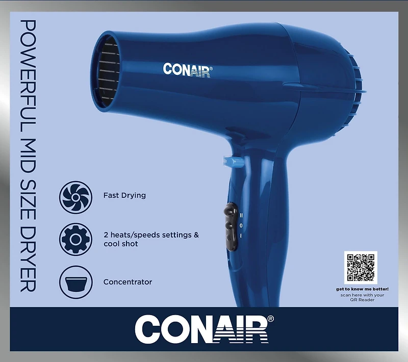 SÈCHE-CHEVEUX CONAIR, 1875 W, TAILLE MOYENNE, BLEU Sèche-cheveux