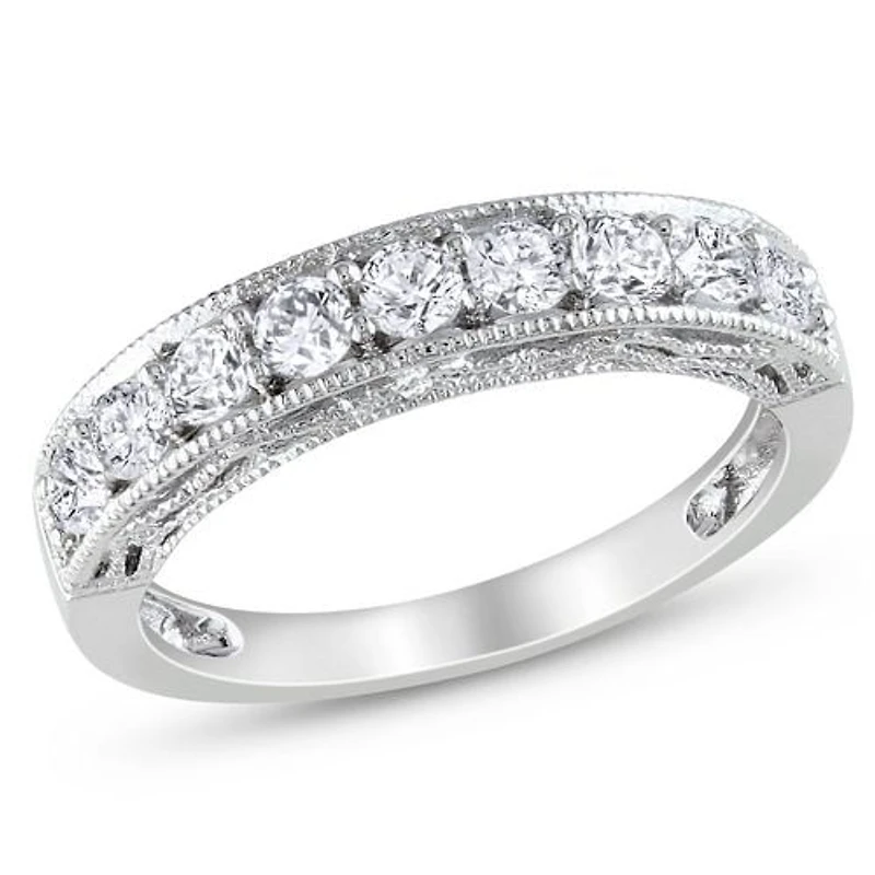 Bague d'anniversaire Miabella en argent sterling à saphir blanc synthétique totalisant 1,10 ct
