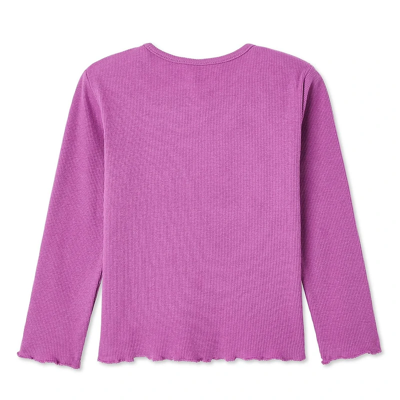T-shirt à manches longues en tricot côtelé George pour petites filles Tailles 2T-5T