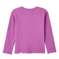 T-shirt à manches longues en tricot côtelé George pour petites filles Tailles 2T-5T