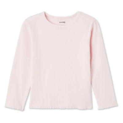 T-shirt à manches longues en tricot côtelé George pour petites filles Tailles 2T-5T