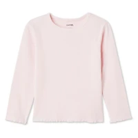 T-shirt à manches longues en tricot côtelé George pour petites filles Tailles 2T-5T
