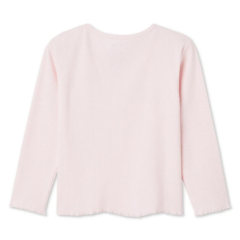 T-shirt à manches longues en tricot côtelé George pour petites filles Tailles 2T-5T