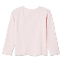 T-shirt à manches longues en tricot côtelé George pour petites filles Tailles 2T-5T