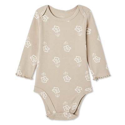 George Baby Girls' Long Sleeve Rib Bodysuit, Sizes 0-24 months