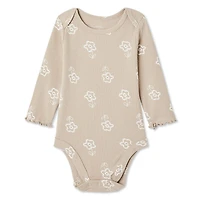 George Baby Girls' Long Sleeve Rib Bodysuit, Sizes 0-24 months