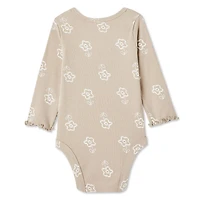 George Baby Girls' Long Sleeve Rib Bodysuit, Sizes 0-24 months