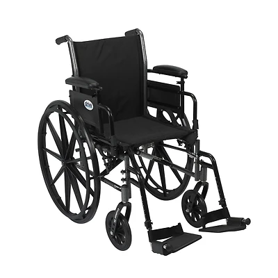 Drive Medical Black Cruiser III Light Weight Wheelchair with Flip Back Removable Arms, Adjustable Height Desk Arms, Swing away Footrests, 16"