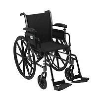 Drive Medical Black Cruiser III Light Weight Wheelchair with Flip Back Removable Arms, Adjustable Height Desk Arms, Swing away Footrests, 16"