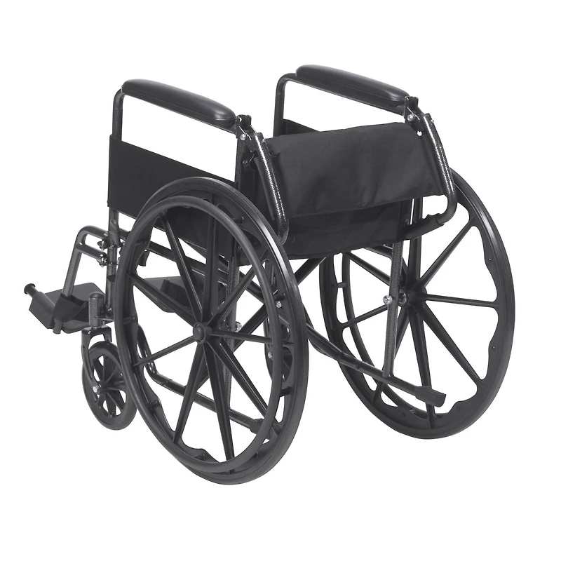Drive Medical Black 18-inch Silver Sport 1 Wheelchair with Full Arms and Swing away Removable Footrest