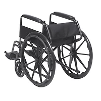 Drive Medical Black 18-inch Silver Sport 1 Wheelchair with Full Arms and Swing away Removable Footrest