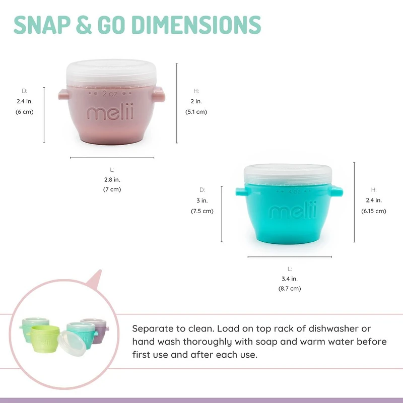 melii Snap & Go Pods - 6 x 2oz + 4 x 4oz - 10 piece set