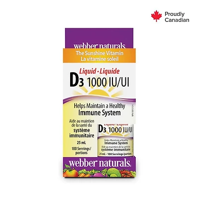 Webber Naturals® Vitamin D3 Liquid, 1000 IU