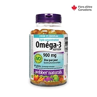 Webber Naturals®  Triple Strength Omega-3, 900 mg, 80 Clear Enteric soft gels, Supports Heart and Mind, EPA/DHA 80 Clear Enteric Softgels