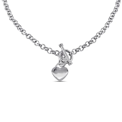 Asteria Sterling Silver Heart Charm Link Necklace, 18"