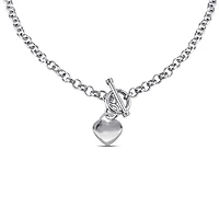 Asteria Sterling Silver Heart Charm Link Necklace, 18"