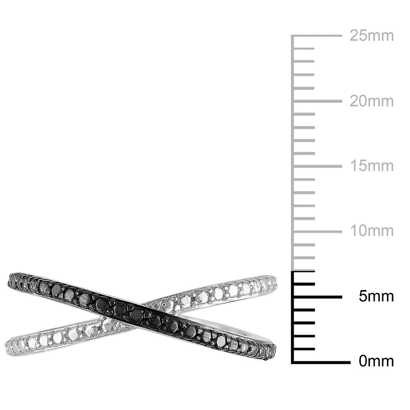 Miabella Black Diamond Accent Sterling Silver Crisscross Ring
