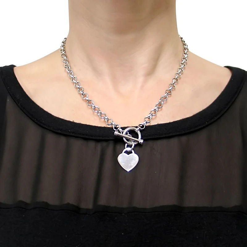 Asteria Sterling Silver Heart Charm Link Necklace, 18"
