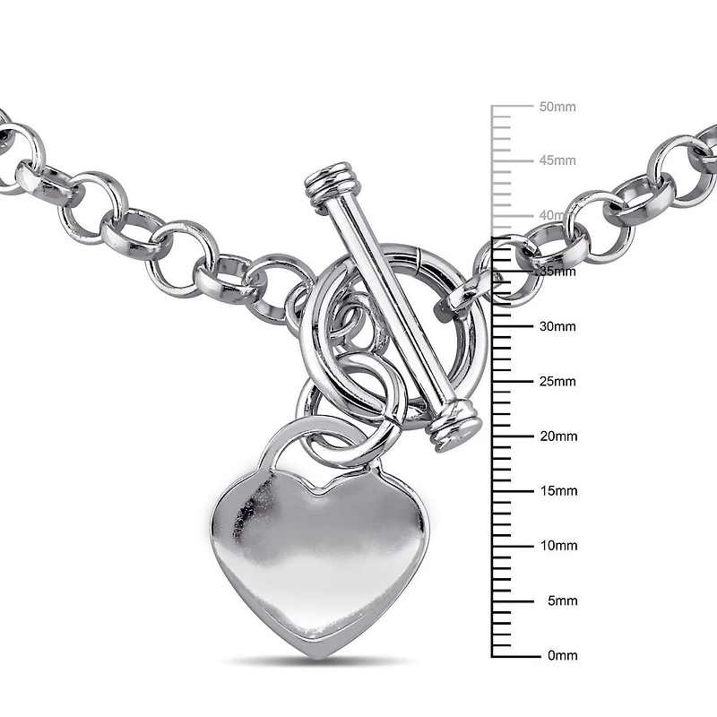 Asteria Sterling Silver Heart Charm Link Necklace, 18"