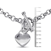 Asteria Sterling Silver Heart Charm Link Necklace, 18"