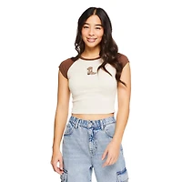 T-shirt coupe bébé avec manches raglan No Boundaries pour femmes