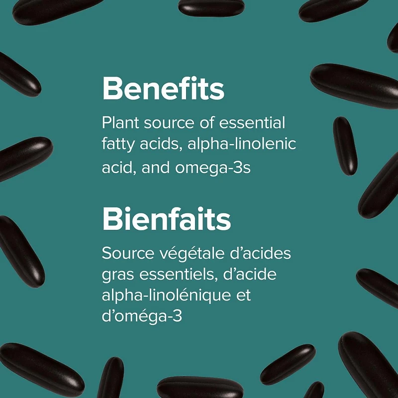 Gélules huile de lin de Webber Naturals pressées à froid Source végétale d’oméga-3 et 6, 210 gélules