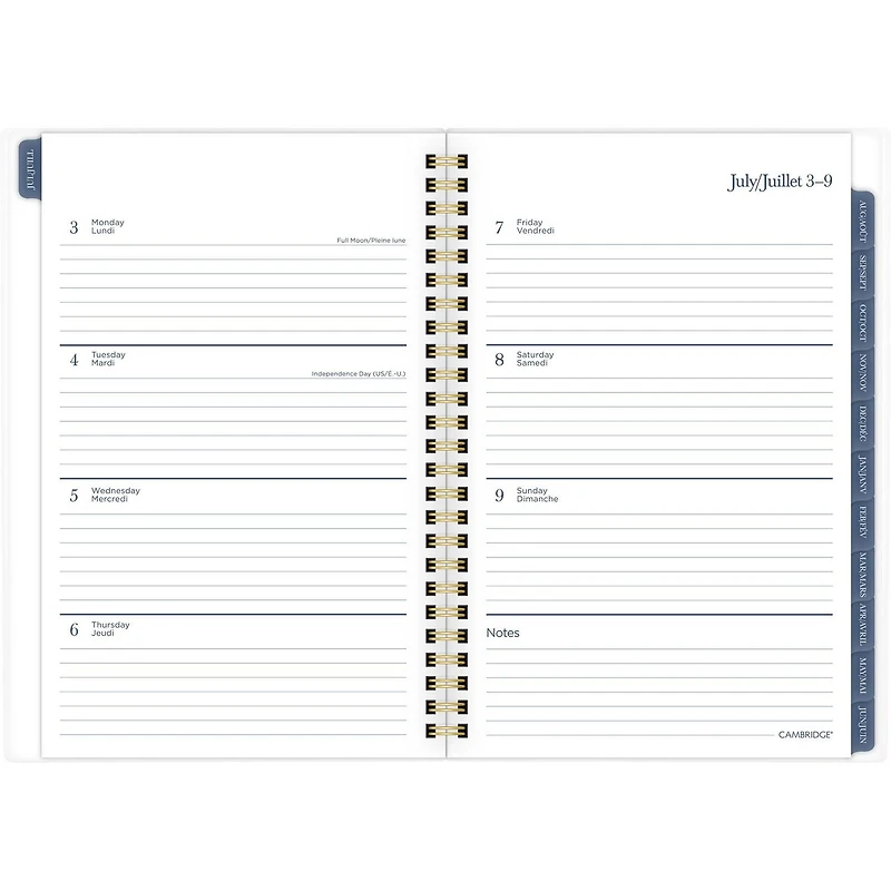 Cambridge® Petit Agenda Scolaire Hebdomadaire / Mensuel Papillon Rose