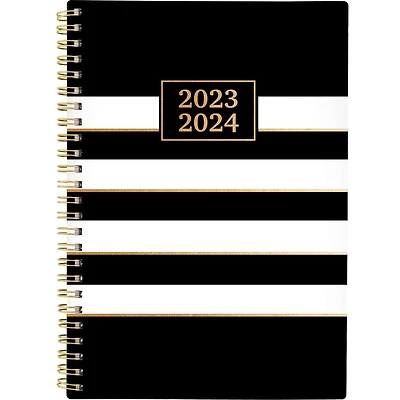 Cambridge® Small West Village Blk Stripe 2024 Weekly/Monthly 12 Academic Planner
