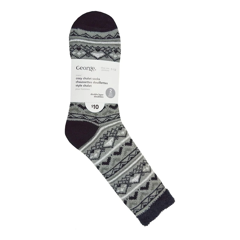 George Men's Double Layer Crew Socks 2-Pack