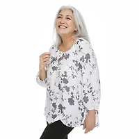 Penmans Women's Printed Lace Trim Blouse