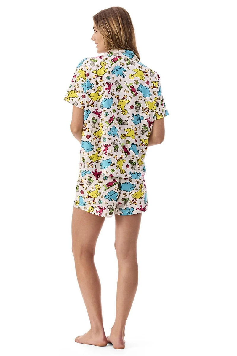 Ensemble de shorts blanc pour femmes Sesame Street