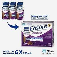 Ensure High Protein 12 g, Meal Replacement Shakes, Protein Shakes With Protein To Help Build Muscle, Chocolate, 6 x 235-mL Bottles, Ensure High Protein 12 g