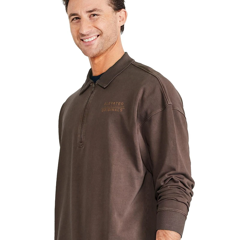 Chandail avec fermeture éclair 1/4 George pour hommes Tailles P-2XL