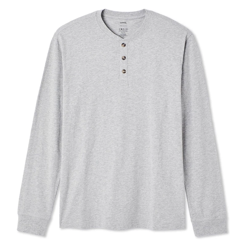 T-shirt henley George pour hommes Tailles P-2XL