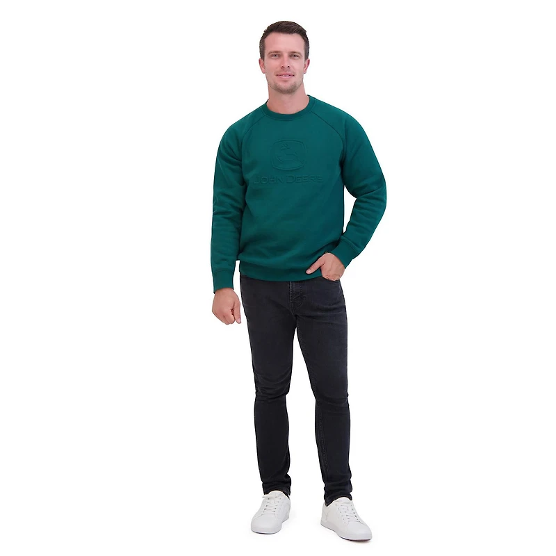 John Deere Long Sleeve Embossed Logo Fleece Sweatshirt Crew
