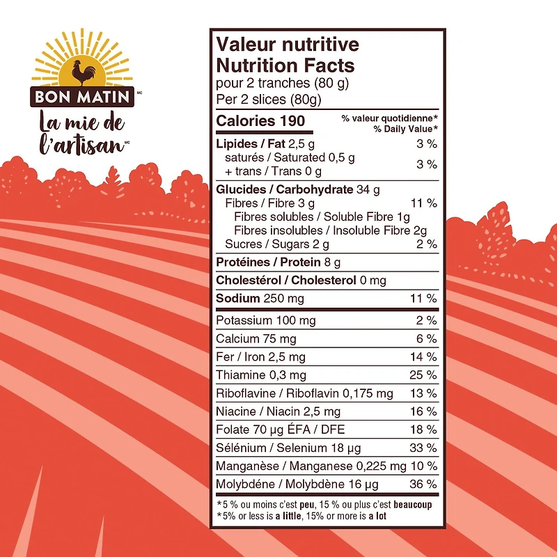 Bon Matin™ Artisan-Style  Oatmeal Sliced Bread, 600 g