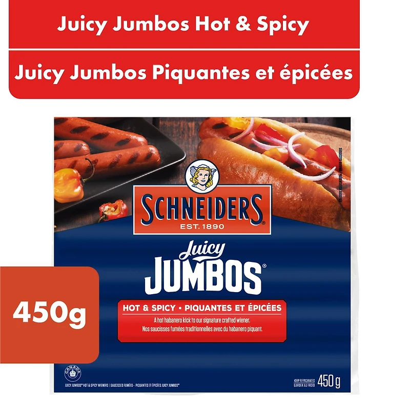 Saucisses fumées épicées et piquantes Juicy Jumbos Schneiders 450 g