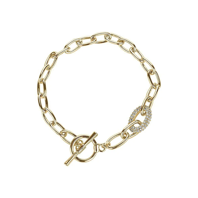 Luxury Designs Gold-plated Pavé Link Toggle Bracelet