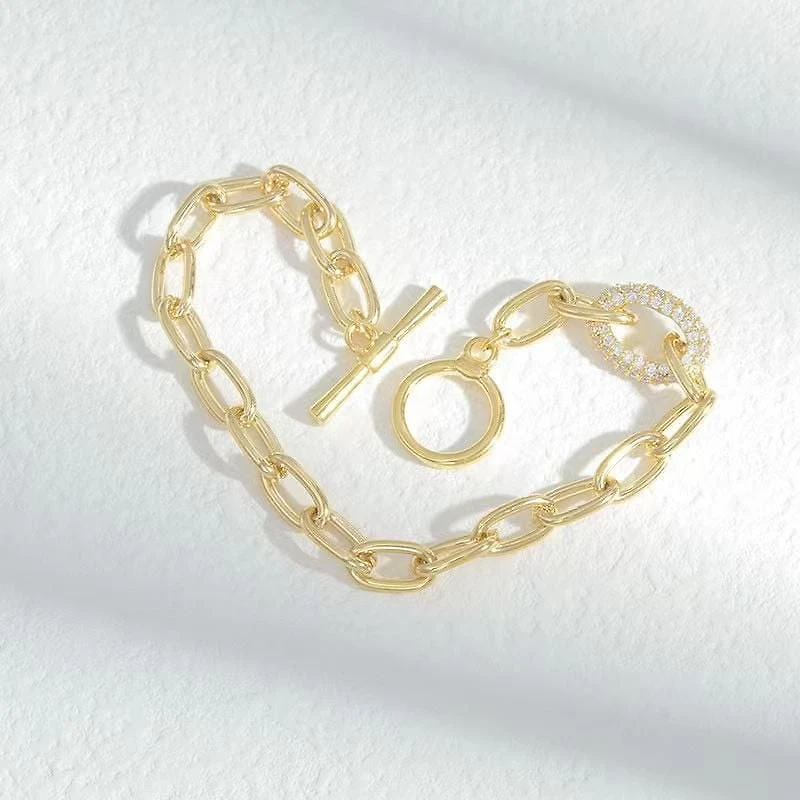 Luxury Designs Gold-plated Pavé Link Toggle Bracelet