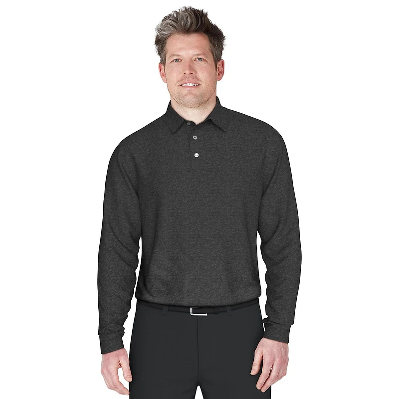 Ben Hogan Men's Feeder Stripe Long Sleeve Golf Polo Shirt