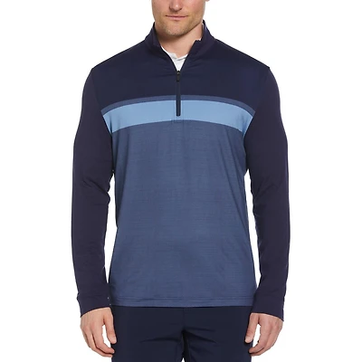 Ben Hogan Veste de golf à rayures ombrées et fermeture éclair sur la poitrine pour hommes