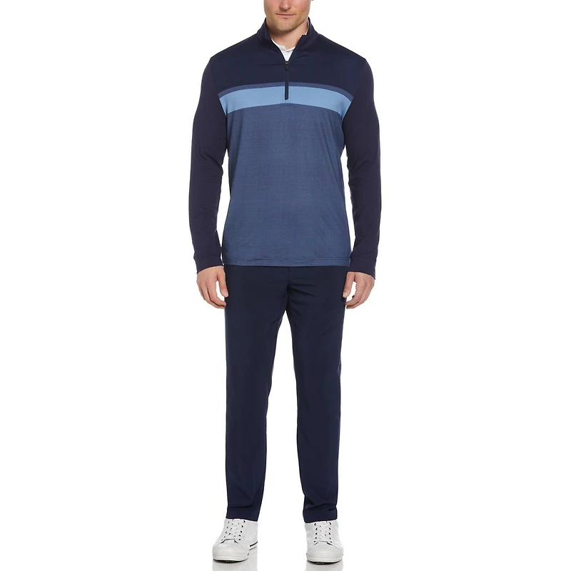 Ben Hogan Veste de golf à rayures ombrées et fermeture éclair sur la poitrine pour hommes