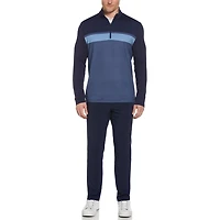 Ben Hogan Veste de golf à rayures ombrées et fermeture éclair sur la poitrine pour hommes