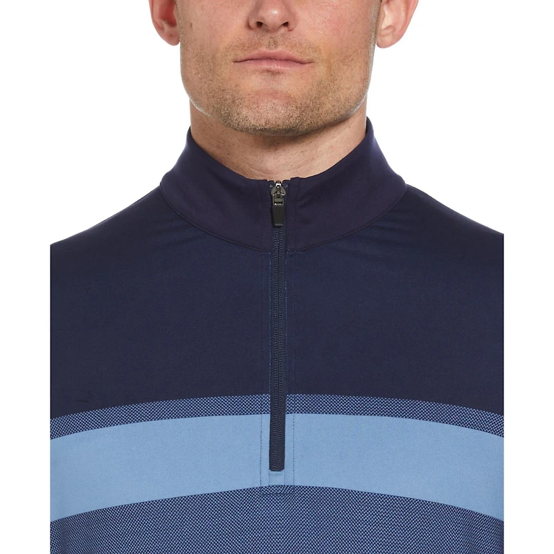 Ben Hogan Veste de golf à rayures ombrées et fermeture éclair sur la poitrine pour hommes