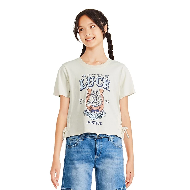 Justice Girls' Lace-Up Graphic Tee