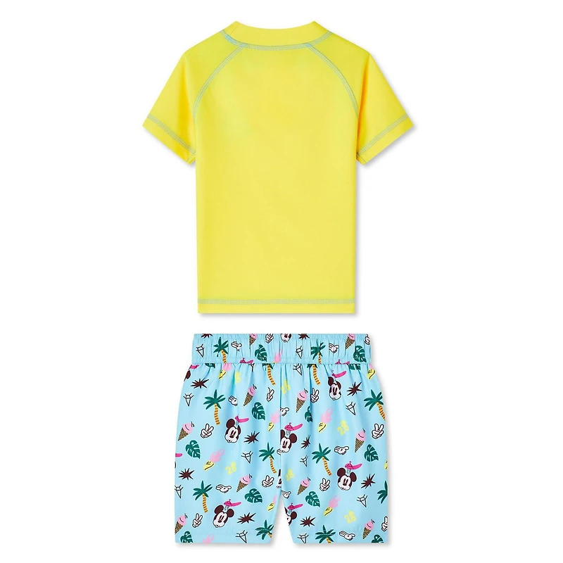 Maillot de bain 2 pièces avec haut anti-UV Mickey Mouse pour petits garçons