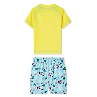 Maillot de bain 2 pièces avec haut anti-UV Mickey Mouse pour petits garçons