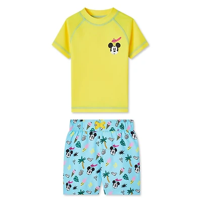 Maillot de bain 2 pièces avec haut anti-UV Mickey Mouse pour petits garçons